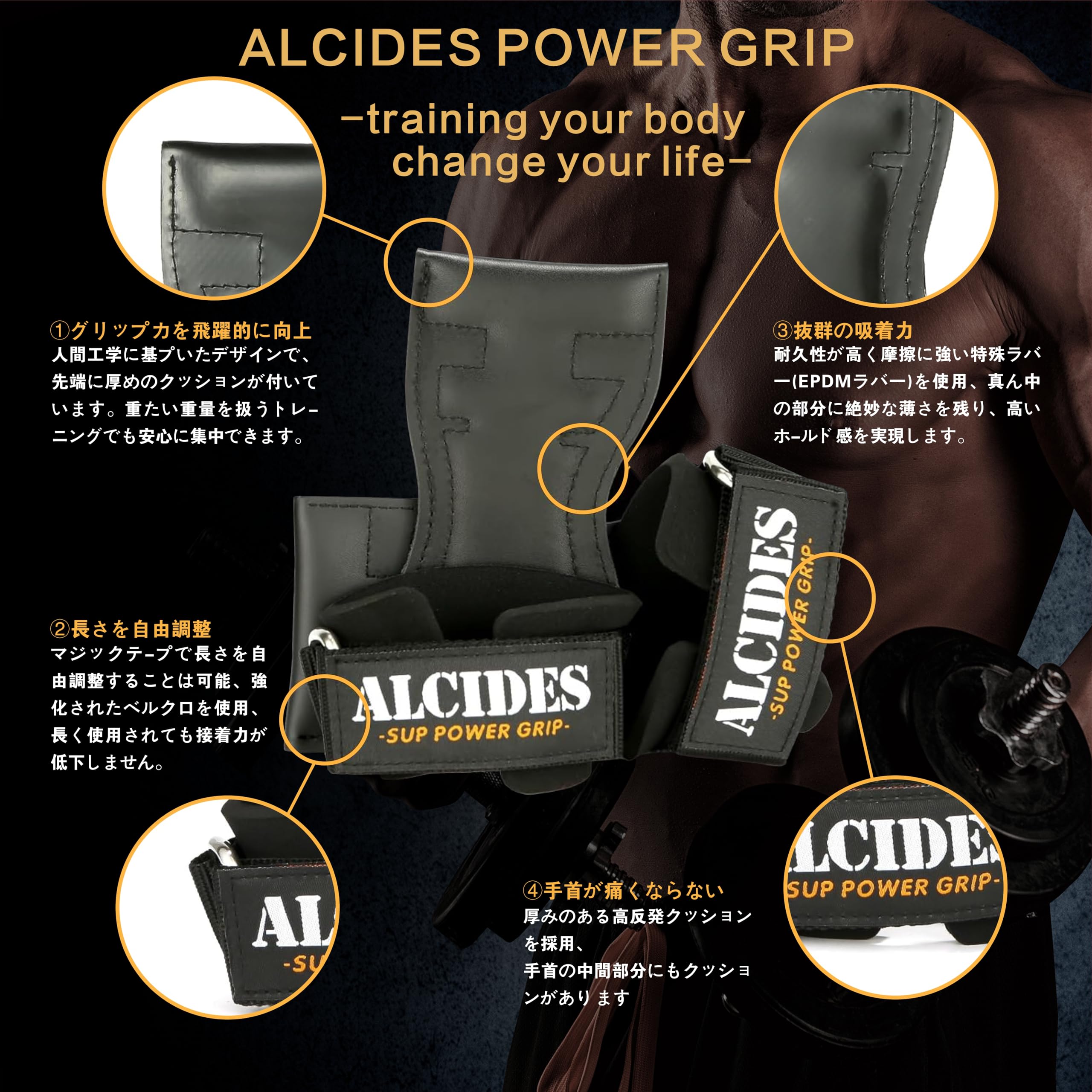 Amazon | Alcides パワーグリップ【SUP】筋トレ ホワイト グローブ